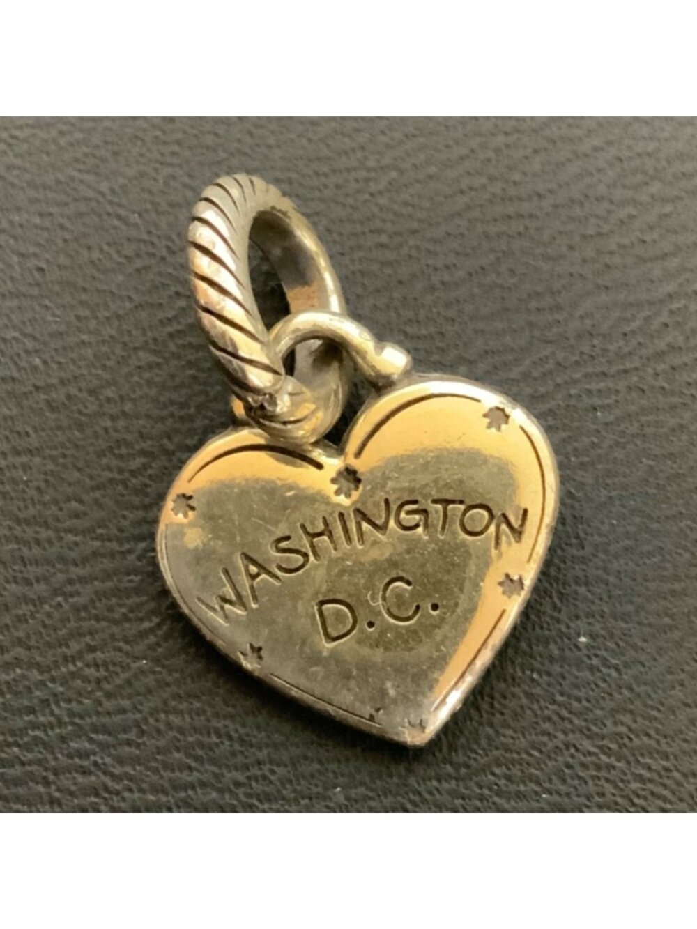 Brighton Washington DC Heart Charm American Flag Design Silverplate Collectible - Picture 2 of 2